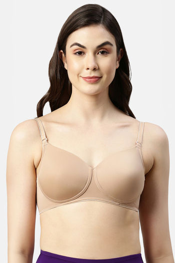 Buy Enamor Padded Non Wired High Coverage T-Shirt Bra - Honey Beige